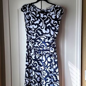 Navy blue and white dress.